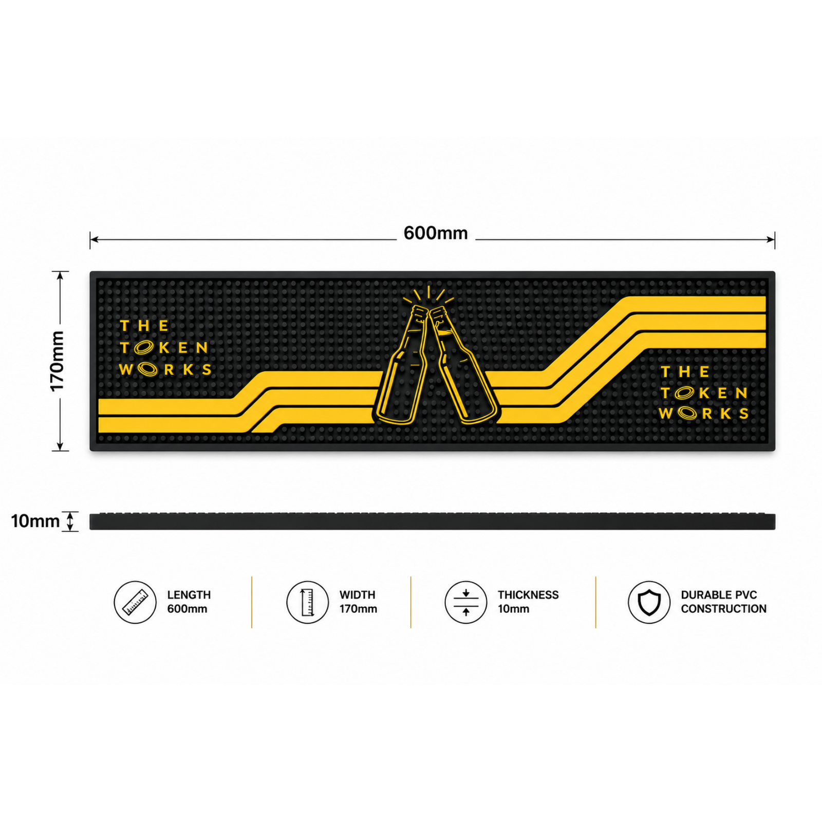 Custom Soft PVC Bar Runner (600mm x 170mm)